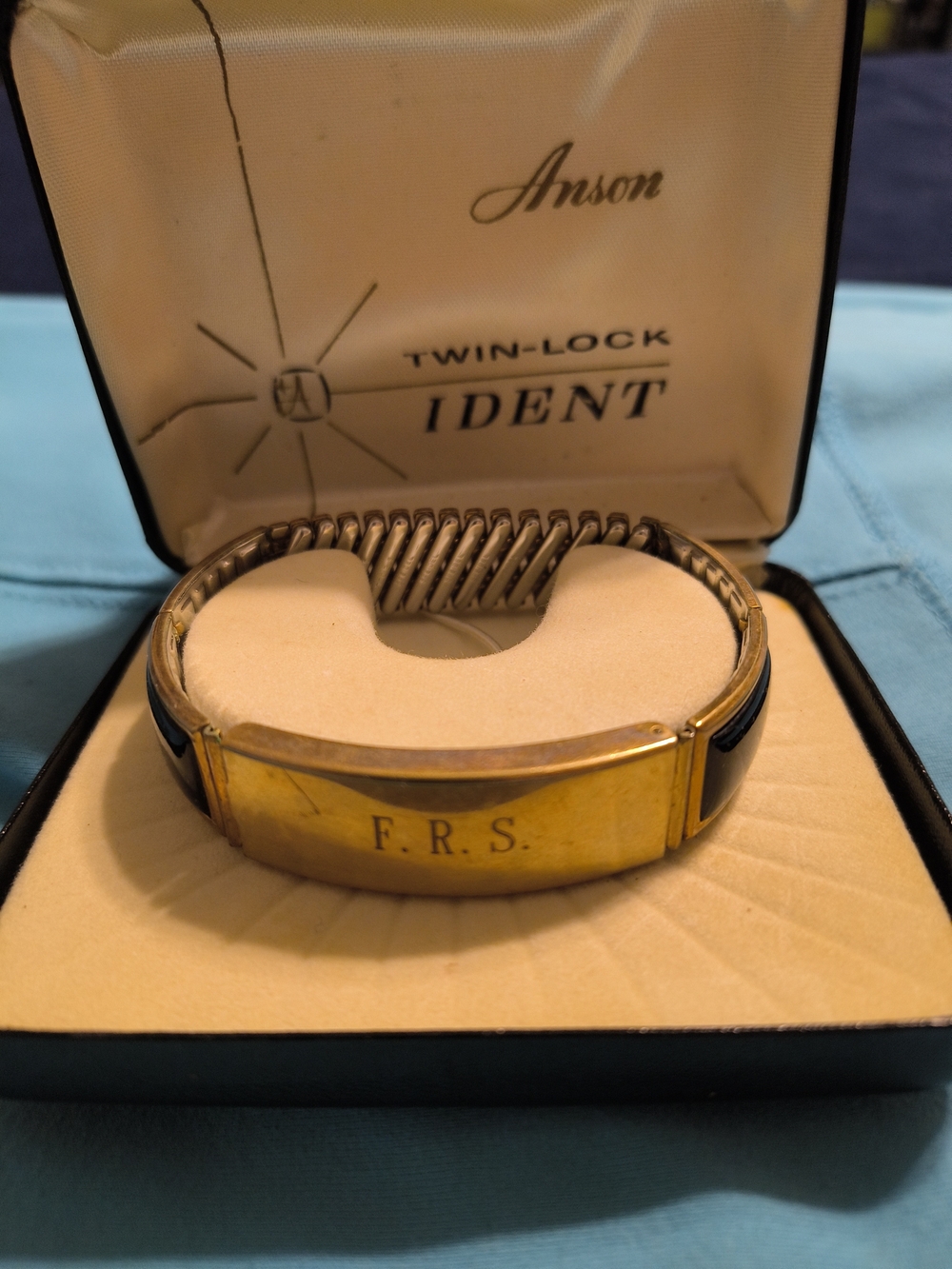 Source Unknown Gold-Tone Men’s ID Bracelet with Black Accents